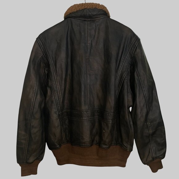 NWT Quince Shearling Collar Leather Flight Jacket Mens L Rich Brown - Picture 12 of 16